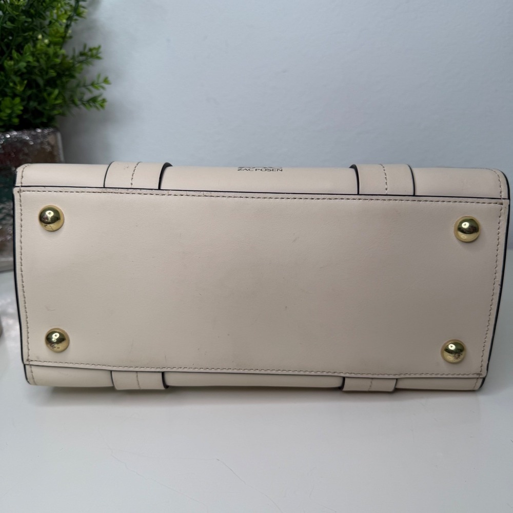 ZAC Zac Posen Eartha Iconic Shopper Cream Leather Hinge Lock Structured Chic OS - Picture 4 of 16